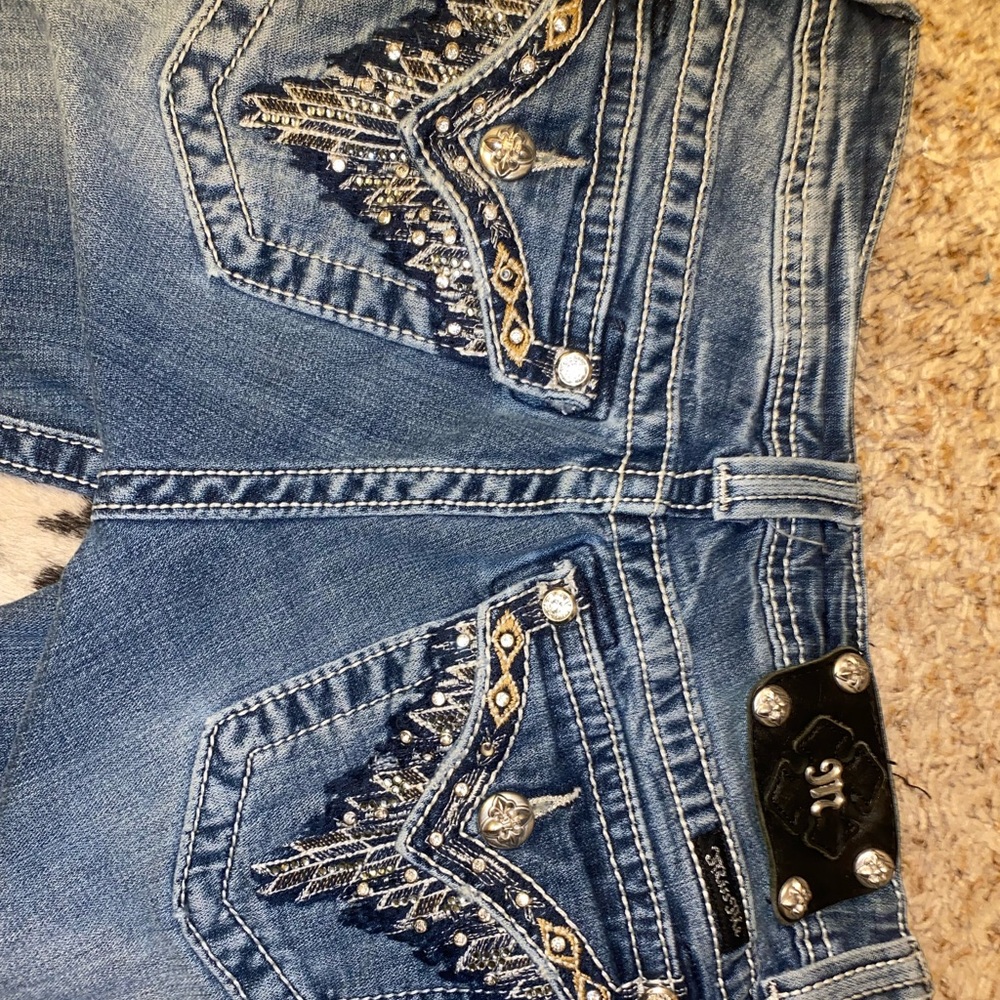 Miss Me Bootcut Feather Rhinestone Pockets - Picture 7 of 7